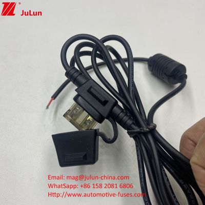 bezpiecznik 50A maxi nominalny prąd czerwony 10AWG drut 280mm całkowita długość w linii uchwyt bezpiecznika