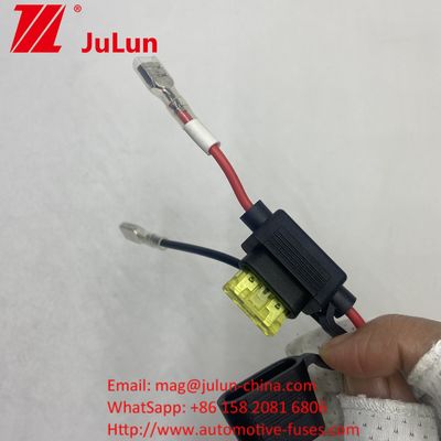 Uchwyt zabezpieczający 8AWG Inline Blade 30A Cable Lead WireUchwyt zabezpieczający 8AWG Inline Blade Cable Lead Wire Genuine 50 Amp Plug Style Power Connector To 8mm RING TERMINALS Genuine 50 Amp Plug Style