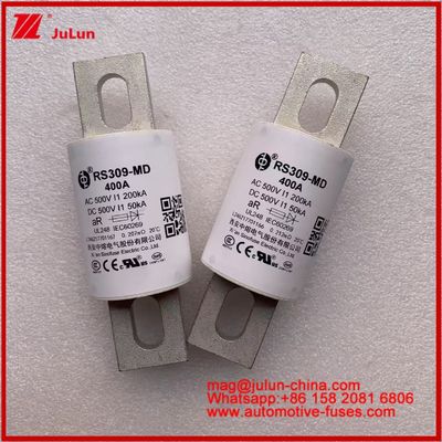 RS309-MD 400A 500VAC 200KA 500VDC 50KA AR Tubularne ceramiczne bezpieczniki samochodowe Bolt Installacja ochrona półprzewodników