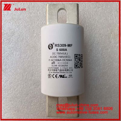 RS309-MF S 600A 750VDC Drogowe rurkowe ceramiczne urządzenia i wyposażenie samochodowe 50KA Systemy magazynowania energii i zasilania Kontrolery konwersji częstotliwości Ładowarki złącza