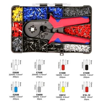 Małe ręczne sznurowadła z różnymi rodzajami końcówek 1200 sztuk domowe elektryczne izolowane Mini Wire Ferrule Tubular Terminal Crimping Plier