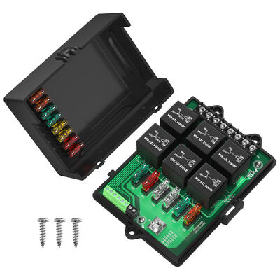 With  Blade Fuses 6 Way Relays And  ATC/ATO Universal 12V Waterproof Fuse  Relay Box PCB Panel Fuse Relay Block  Lighted