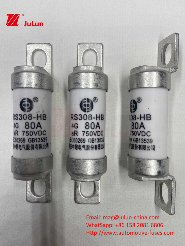 EV RS308 bezpiecznik mechaniczny 25A 30A 40A 50A Ceramic Copper Nominated Voltage DC750V Home Ev Charger dla samochodów elektrycznych
