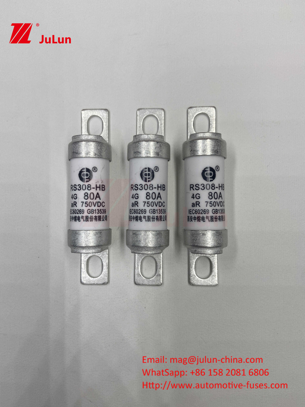 M6 Bolted EV Fuse 750V 80A10A 30A 50A 750VDC EV Fuse Hey są odpowiednie dla systemu trakcji EV, konwersji mocy