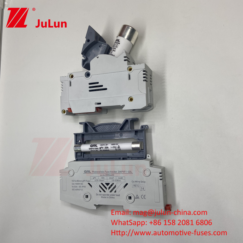 Słoneczny bezpiecznik fotowoltaiczny z miedzianym elementem zabezpieczającym Materiał RO17 Szybki oddech Ceramic DIN Rail Moun 22x58MM Italweber bezpiecznik 500V