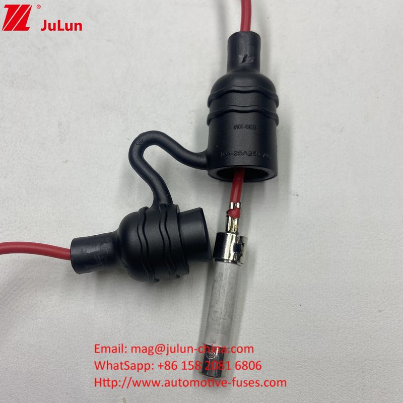 Z kablem drutowym UL IP68 wodoodporny uchwytnik bezpieczników w linii Komponenty bezpieczników dla bezpieczników szklanych ceramicznych 5 * 20 6 * 32 mm