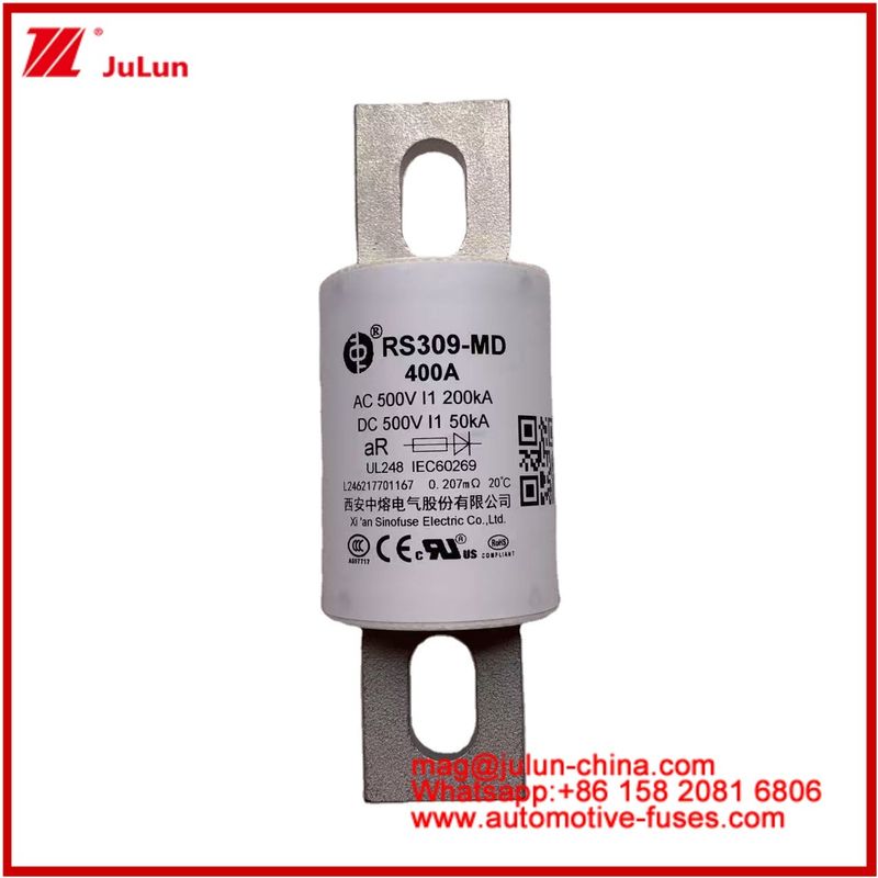 RS309-MD 400A 500VAC 200KA 500VDC 50KA AR Tubularne ceramiczne bezpieczniki samochodowe Bolt Installacja ochrona półprzewodników