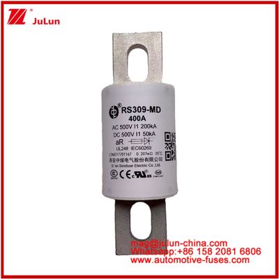 RS309-MD 400A 500VAC 200KA 500VDC 50KA AR Tubularne ceramiczne bezpieczniki samochodowe Bolt Installacja ochrona półprzewodników