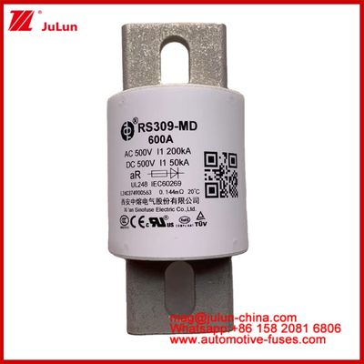 Silnik napędowy Systemy zasilania Ceramiczne bezpieczniki samochodowe RS309-MD 600A 500VAC 200KA 500VDC 50KA AR Rurowe pojazdy elektryczne 30-800A
